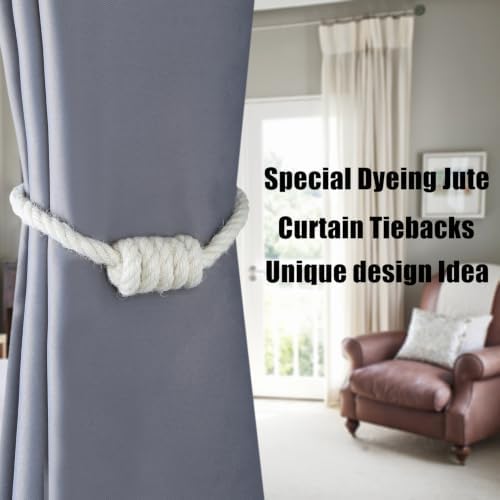 BEL AVENIR Magnetic Jute Curtain Tiebacks 2 Pack Hand-Woven Curtain Ties - Image 6