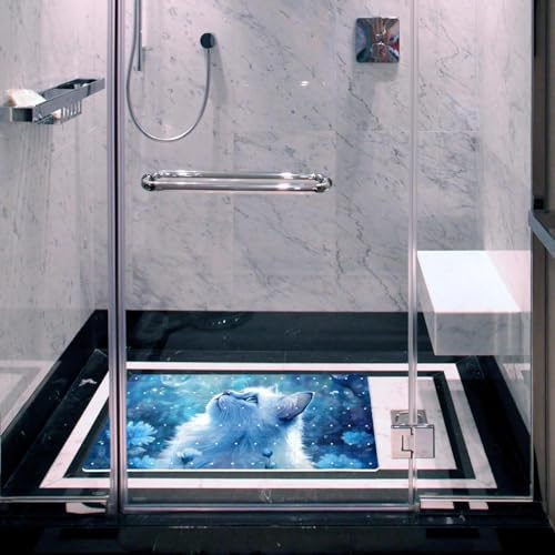 Shower Mat Non Slip 26.8 x 15.1 Inches, Cat Flower Bathtub Mat Shower Stall Mats - Image 5