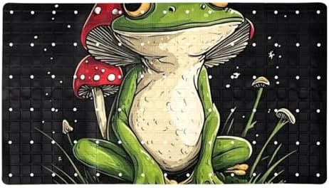 Shower Mat Non Slip 26.8 x 15.1 Inches, Mushrooms Frog Bathtub Mat Shower Stall by Anna+Cowper
