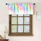 School Rainbow Curtains Valance, Boho Pastel Cartoon Cute Colorful Sky Clouds - Image 2