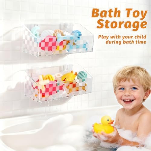 Natheeph Bath Toy Storage Holder Clear Bathtub Toy Storage Organizer - Image 2