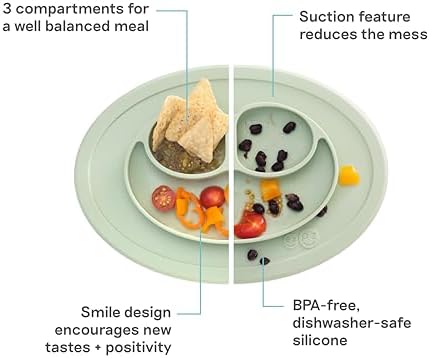 ezpz Mini Mat - 6 -12 Months+ - 100% Silicone Suction Placemat + Divided Plate - Image 2
