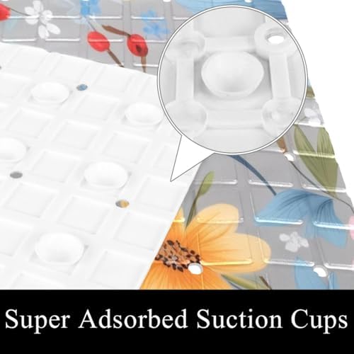 Shower Mat Non Slip 26.8 x 15.1 Inches, Floral Design Bathtub Mat Shower Stall - Image 3