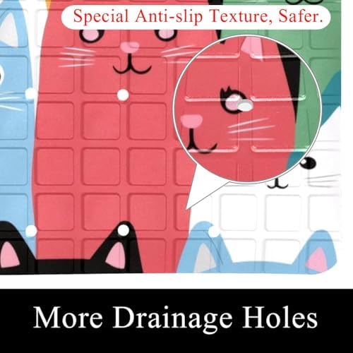 Bath Tub Shower Mat, Washable Bathtub Floor Mats, Suction Cups and Drain Holes - Image 2