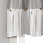 Lush Decor Linen Button Farmhouse Valance Curtians 84"W x 18"L Gray & Off White - Image 4