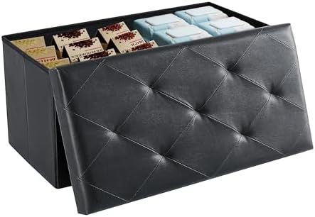DUMOS 30 Inch Folding Storage Ottoman Bench, Hidden Ottoman by DumosLifestyle