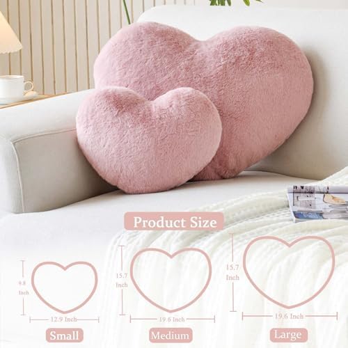 XVTRU Dusty Pink Heart Pillows, Cute Heart Decorative Pillow, Heart Shaped - Image 2