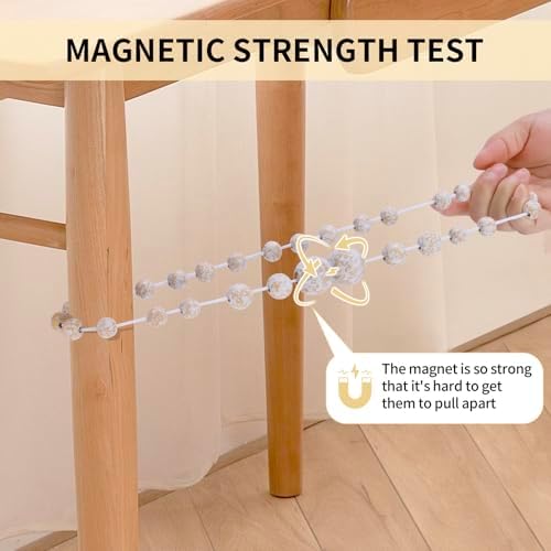 KLOGTSIND Magnetic Curtain Tiebacks, 4 Pack Wood Bead Curtain Holdbacks - Image 6