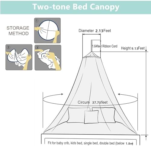 Lace Bed Canopy Mosquito Netting, Princess Bed Canopy - Image 3