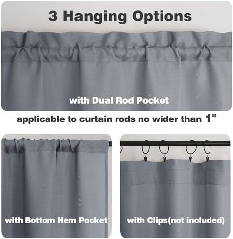 Chyhomenyc Dark Grey Valance for Windows, Light Filtering Faux Linen Solid - Image 5