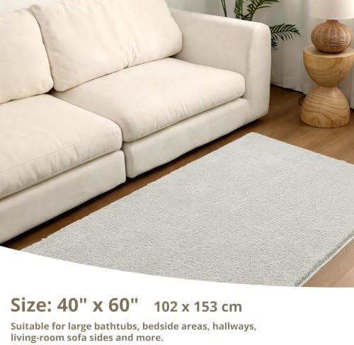 Polyester Bathroom Rug 40"x60" Light Gray, Large Soft Bath Mat - Image 2