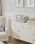 Quilted Fabric Storage Basket Floral Baby Diaper Caddy Quilted Basket Organizer - Image 5