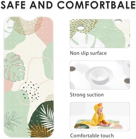 Bathtub Shower Mat 40X16 Inch, for Toddler, Boho Leaves - Image 4