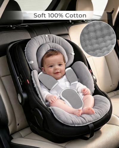 TinlyFinly Infant Car Seat Insert Muslin Cotton Reversible - Image 2