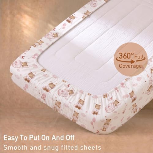 Gllquen Baby 3-Pack Muslin Cotton Bassinet Sheets - Image 6