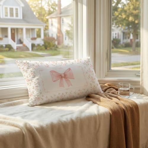 Coquette Pink Bow Floral French Country Pillow Covers 12x20, Floral Grand - Image 4