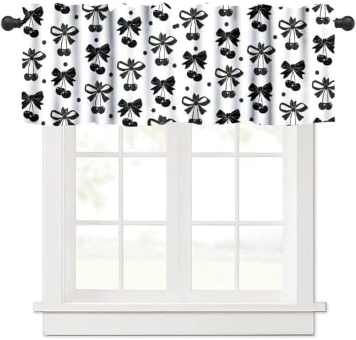 Black Bow Valance, Vintage Dark White Cherry Ribbon Bows Aesthetic Print - Image 6