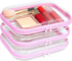 3PCS Clear Hard Plastic Zipper Case, Double Zippers Hard Pouch, Portable Travel by Unknown