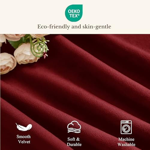 StangH Red Christmas Velvet Window Valance 52x18 Inch, 4-Panel Set - Image 7