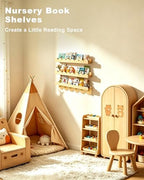 Nursery Shelves for Wall with Hooks-Scalloped Wall Book Shelves for Bedroom - Image 2