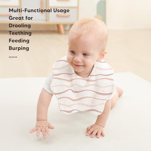 Bearmoss Baby Bibs for Drooling & Teething 8 Pack Muslin Cotton Bibs - Image 4