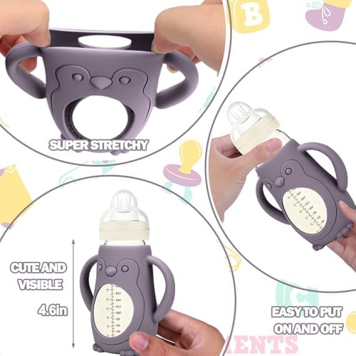 BUSOHA 3 Pack Silicone Sleeves for MAM 9oz Baby Bottles - Image 2
