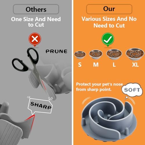 Slow Feeder Dog Bowls Insert, Animire Soft Silicone Slow Eating Dog Food Bowl - Image 3