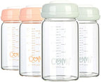 COMI Wide Neck Glass Breastmilk Collection n Storage Bottle, 4 Packs, 6oz by COMI