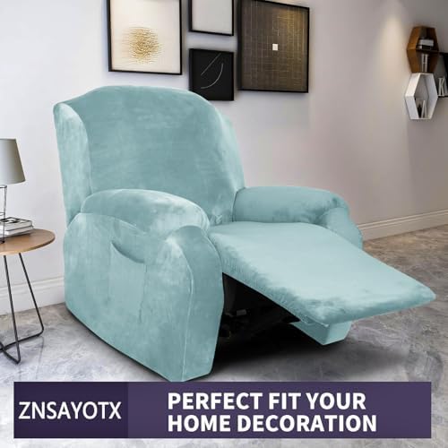 ZNSAYOTX Stretch Velvet Recliner Cover 4-Pieces, Thick Soft Recliner Chair - Image 2