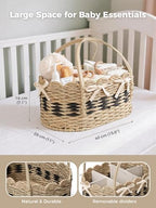 Large Diaper Caddy Organizer, Handwoven Natural Seagrass Basket - Image 3