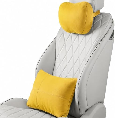 2 PCS Car Pillow for Driving Seat Soft Suede Headrest Neck & Lumbar Support by GoodpillowBetterdriver