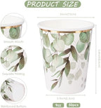 WRAPAHOLIC 50 Pcs Greenery Paper Cups - 9 oz Eucalyptus Disposable Cups - Image 2