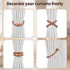 KLOGTSIND Magnetic Curtain Tiebacks, 4 Pack Wood Bead Curtain Holdbacks - Image 4