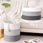 Laundry Hamper for Organizing, 52L Large Laundry Baskets, Cotton Rope Woven - Image 3