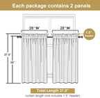 Lecloud Leia Sheer Sage Green Kitchen Curtains 36 Inch Length 2 Pcs, Jacquard - Image 3
