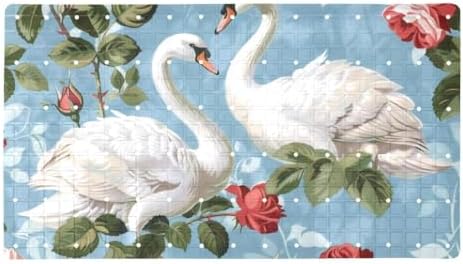 Bathtub Mat Non Slip 26.8x15.1In, Swans Roses Bath Mat by Anna+Cowper