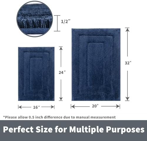 GRANNY SAYS Blue Bathroom Rugs Set 2 Piece, Non Slip Microfiber Bath Mats - Image 2