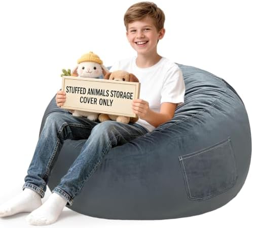 Lukeight Stuffed Animal Storage Bean Bag Chair Cover by Lukeight