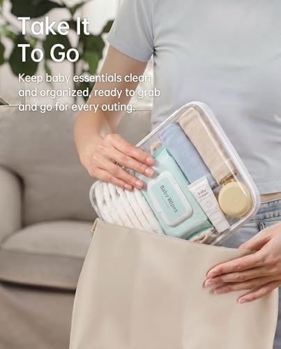 6 Pack Large White Clear Hard Shell Zipper Case, Water-Resistant Travel - Image 5