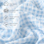 Breling 2 Pcs Muslin Blue and Blue Gingham Crib Sheets - Image 3