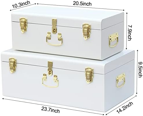 Vixdonos Decorative Metal Box Storage Trunks Set of 2 College Dorm Chest - Image 2