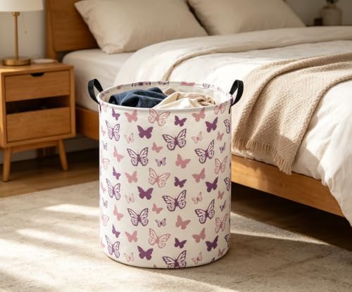 ESSME Butterfly Laundry Basket, Hamper Collapsible Canvas Waterproof Storage Bin - Image 3