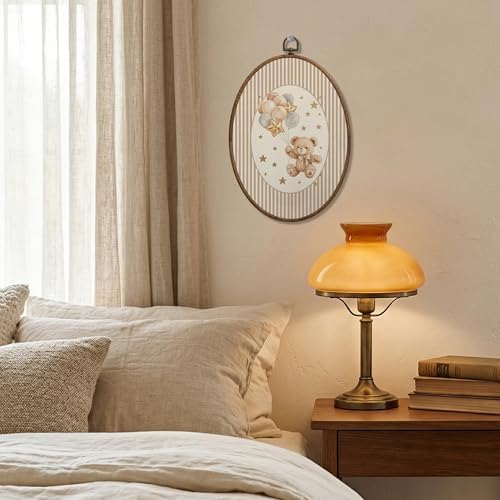 SONMYSULIL Bear Nursery Wall Art Decor, Boys Girls Room Oval Wall Hanging Decor - Image 2