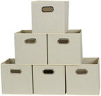 Fabric Storage Bins 6 Piece Set, Strong Poly-Woven Fabric, Sturdy Chipboard by HouseholdEssentials