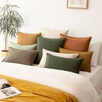 Foindtower Linen Solid Decorative Throw Pillow Cover 24x24 Inch Dark Green - Image 7