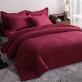 NTBAY King Microfiber Bed in a Bag, Comforter Set 7 Piece, Wine Red by NTBAY
