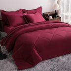 NTBAY King Microfiber Bed in a Bag, Comforter Set 7 Piece, Wine Red by NTBAY