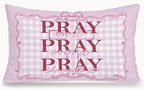 Coquette Pink Bow Christian 12x20 Pillow Cover, Preppy Girly Bible Prayer by Unknown