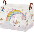 Unicorn Gift Bag Pink Kids Laundry Basket Rainbow Cloud Unicorn Nursery Decor by XHWZOF