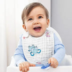 Zainpe 6Pcs Snap Muslin Cotton Baby Bibs Elephant Whale Rabbit Pattern Feeding - Image 5
